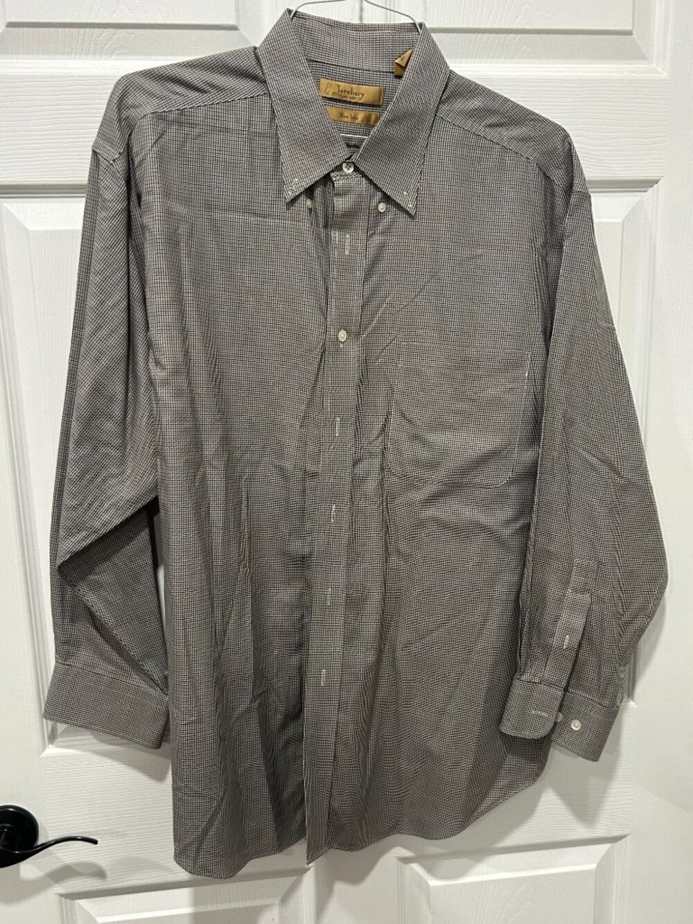 Turnbury Men’s Non-Iron Long Sleeve Mini Houndstooth Print Dress Shirt XL
